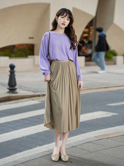 Solid Pleated Skirt for Women | Tajstylo