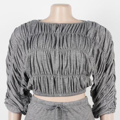 Flattering Two Piece Set with Crop Top and Flared Pants | Tajstylo