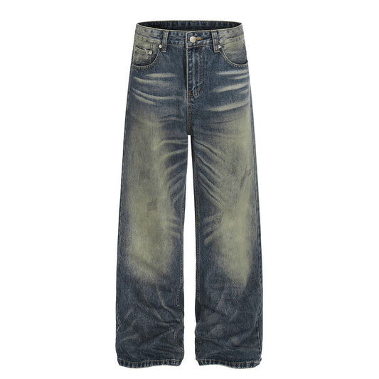 Woman wearing Casual Distressed Straight Leg Jeans in a casual setting
