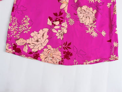 Chic Satin Texture Printed Shirt | Tajstylo