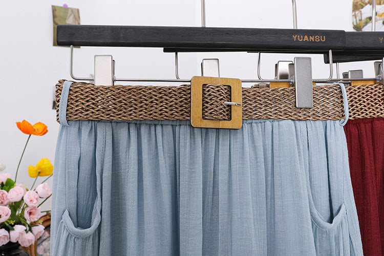Belt Double Pocket Skirt | Tajstylo
