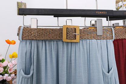 Belt Double Pocket Skirt | Tajstylo