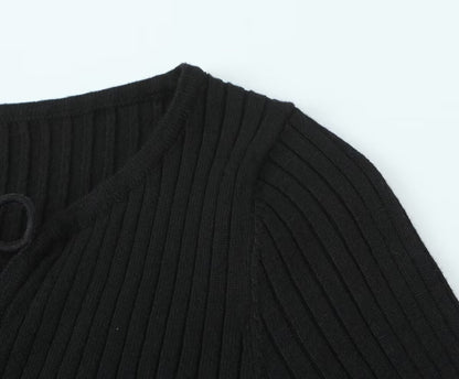 V-Neck Hollowed Out Slim Fit Top | Tajstylo