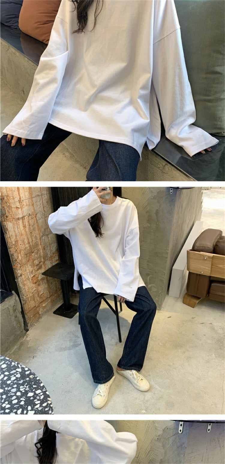 Split Color Long Sleeve T Shirt | Tajstylo