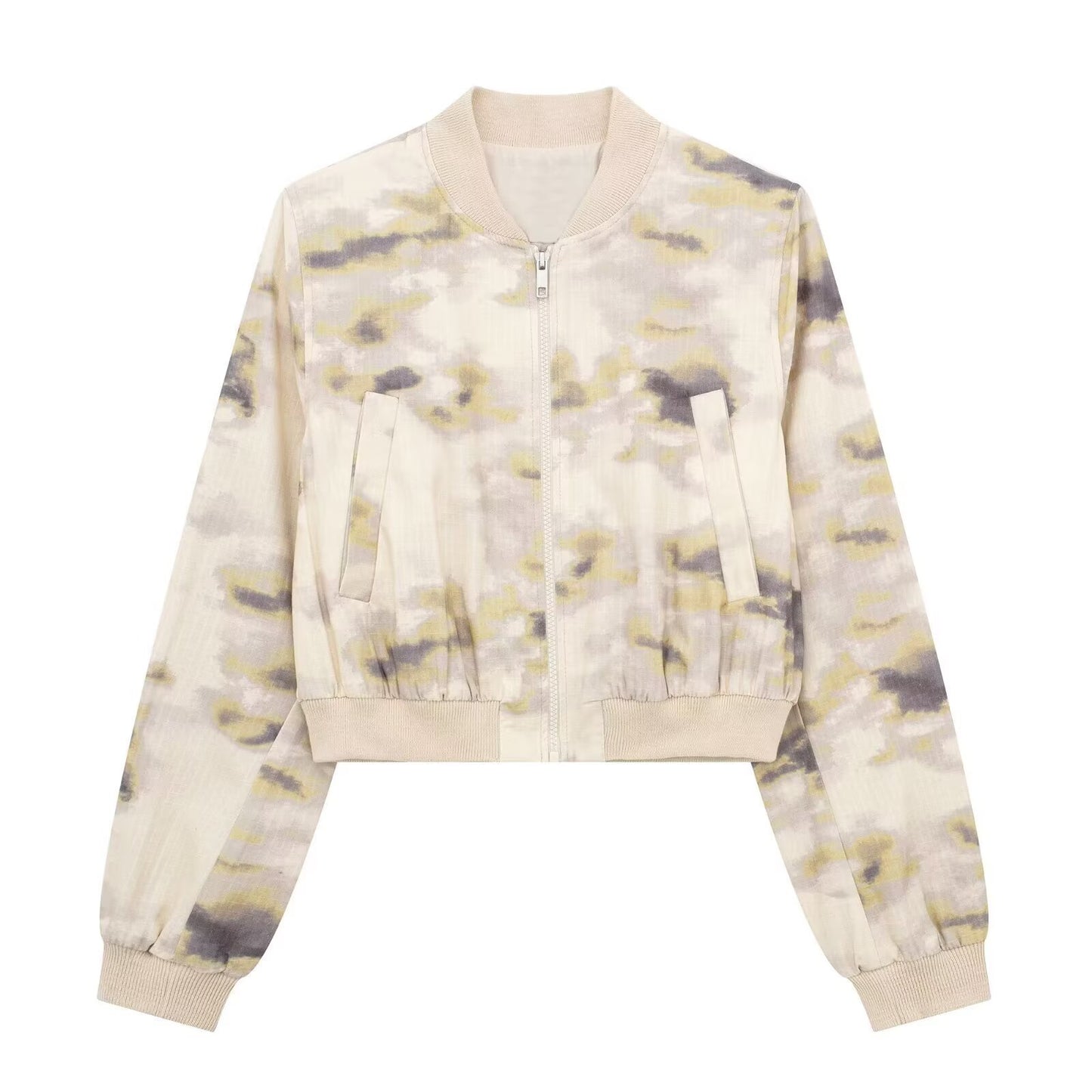 Woman wearing Printed Boho Long Sleeve Jacket in a casual setting