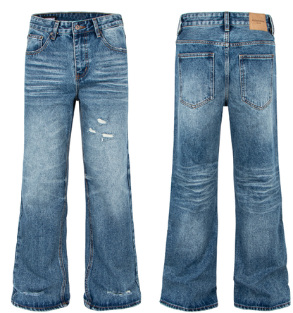 Distressed Flared Denim Jeans | Tajstylo