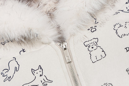 Cartoon Dog Hooded Fleece Coat | Tajstylo