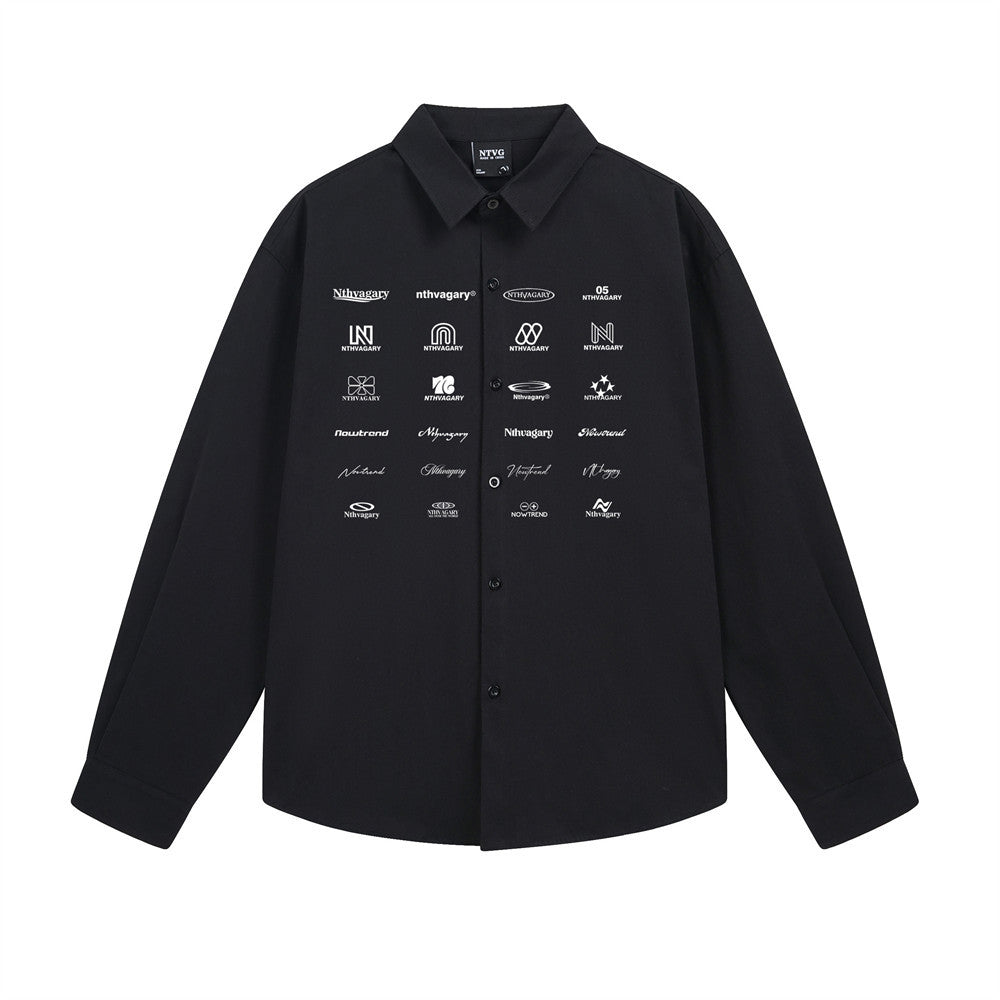 Logo Letter Printed Long Sleeve Shirt | Tajstylo