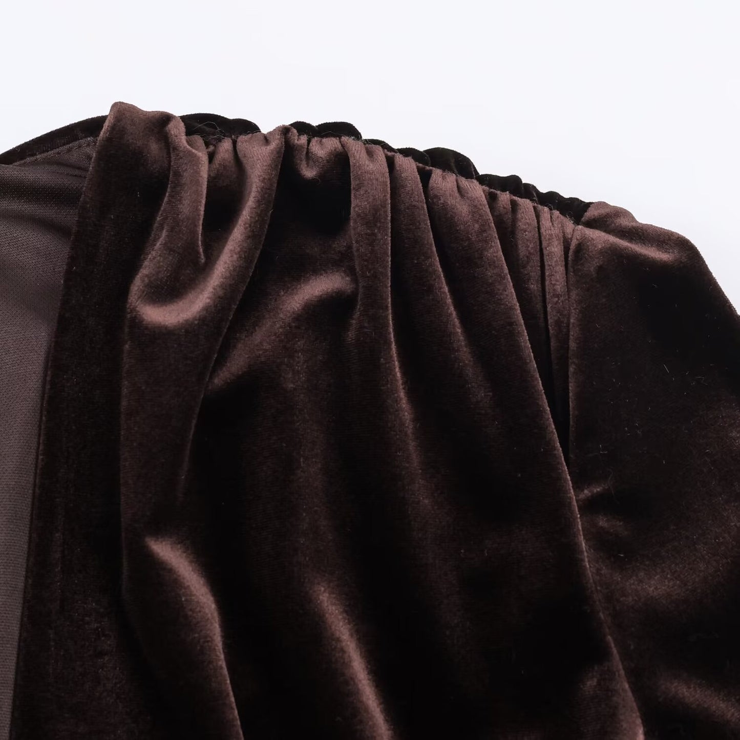 Woman wearing Wrinkled Velvet Midi Dress in a stylish setting