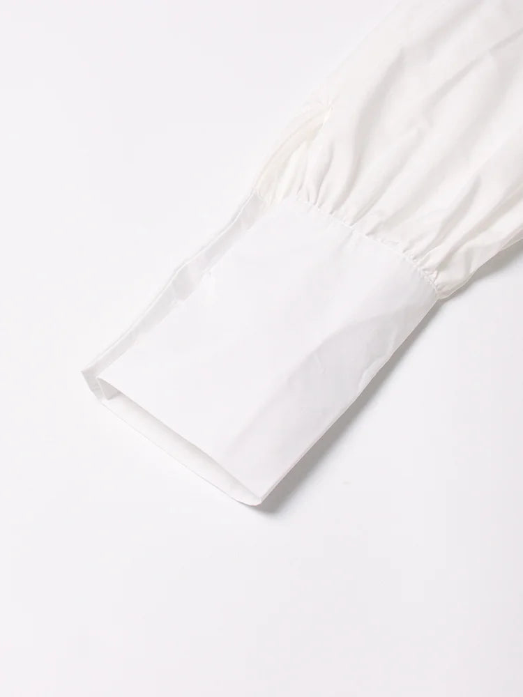Elegant White Lapel Blouse for Women | Tajstylo