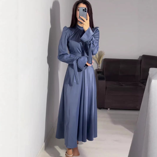 Waist-Cinching Long Sleeve Dress | Tajstylo