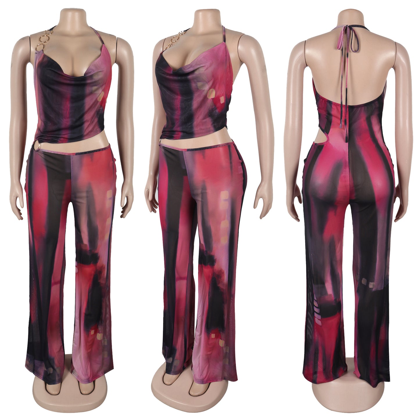 Flattering Mesh Printed Jumpsuit | Tajstylo