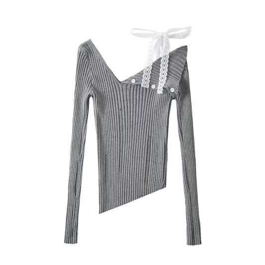 Woman wearing Irregular Shoulder Strap Top in a casual setting