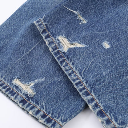 Mid Waist Ripped Straight Leg Jeans | Tajstylo