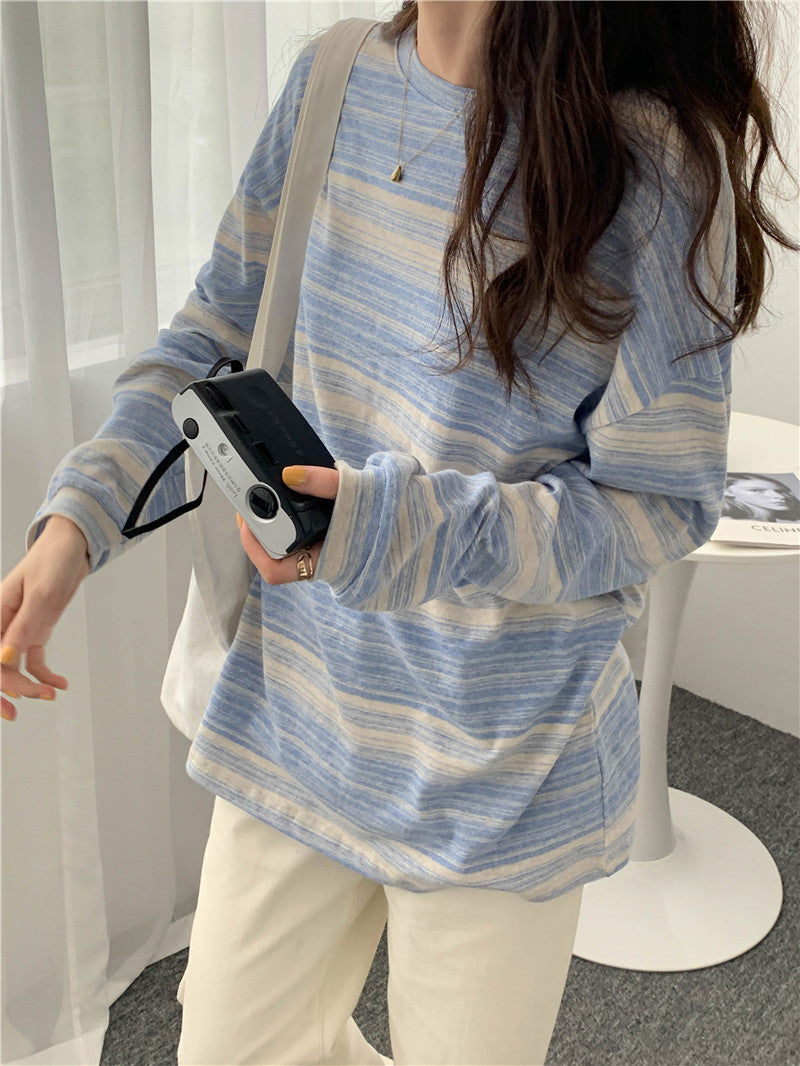 Casual Stripe Long Sleeve T-Shirt | Tajstylo