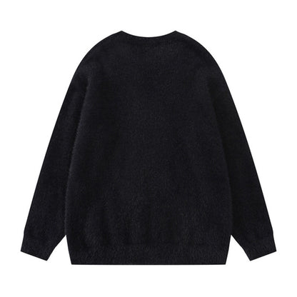 Woman wearing Crewneck Loose Fit Long Sleeve Sweatshirt in a casual setting