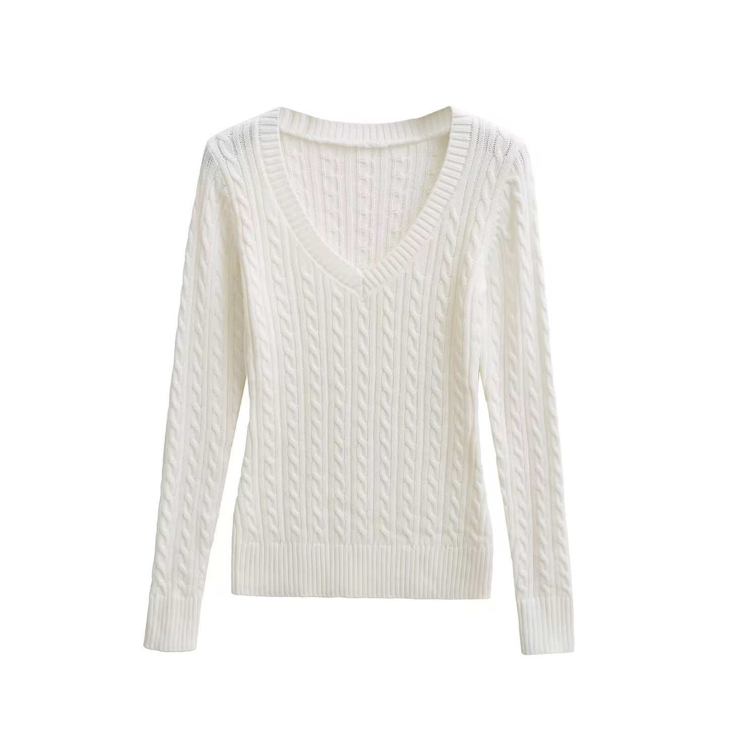 Slim Fit V-Neck Striped Sweater | Tajstylo