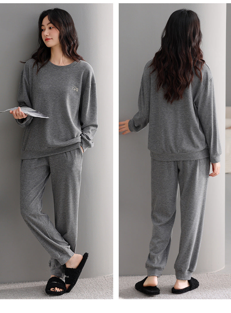 Woman wearing Warm Brushed Sleepwear Set in a cozy home setting