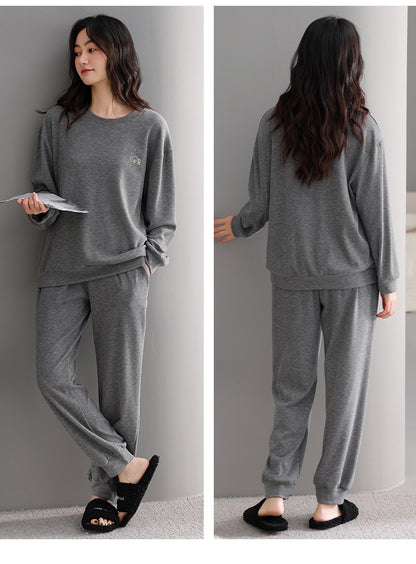Woman wearing Warm Brushed Sleepwear Set in a cozy home setting