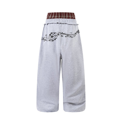 Double Waistband Music Note Graffiti Wide Leg Pants | Tajstylo