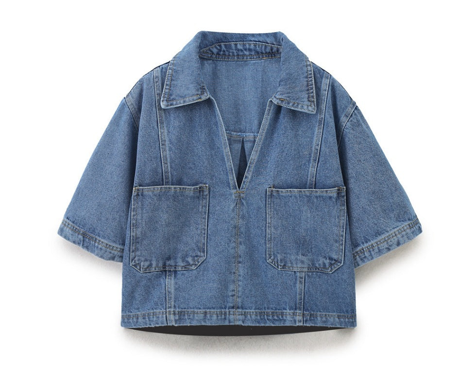 Short Denim Shirt for Women | Tajstylo