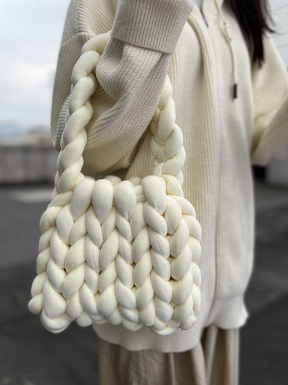 Women's DIY Hand-Woven Crystal Velvet Crossbody Shoulder Bag – Model View | TajStylo