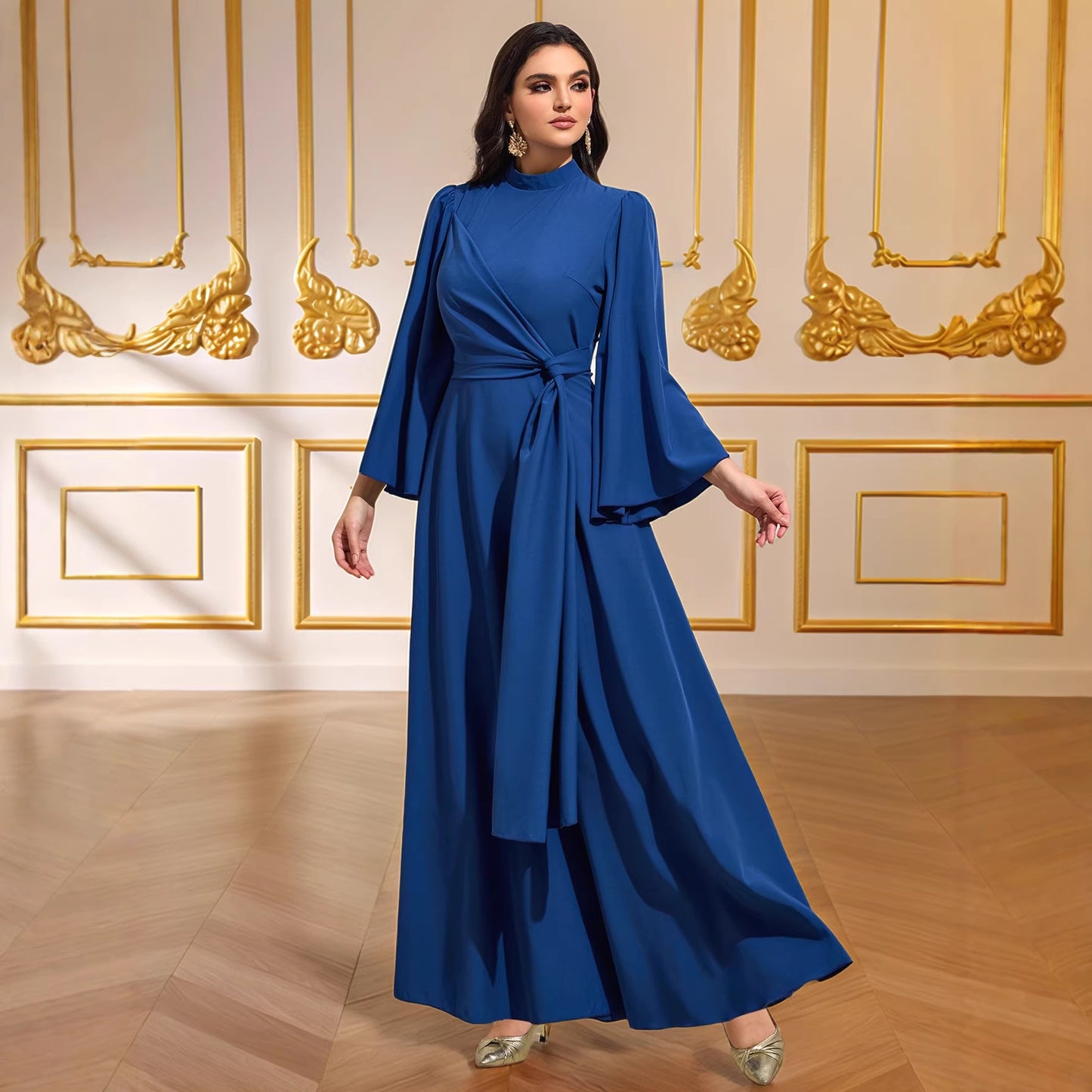 Solid Color Elegant Waist Cinching Dress | Tajstylo