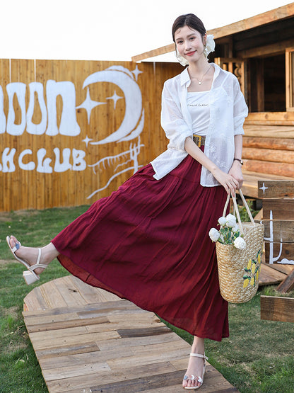 Belt Double Pocket Skirt | Tajstylo