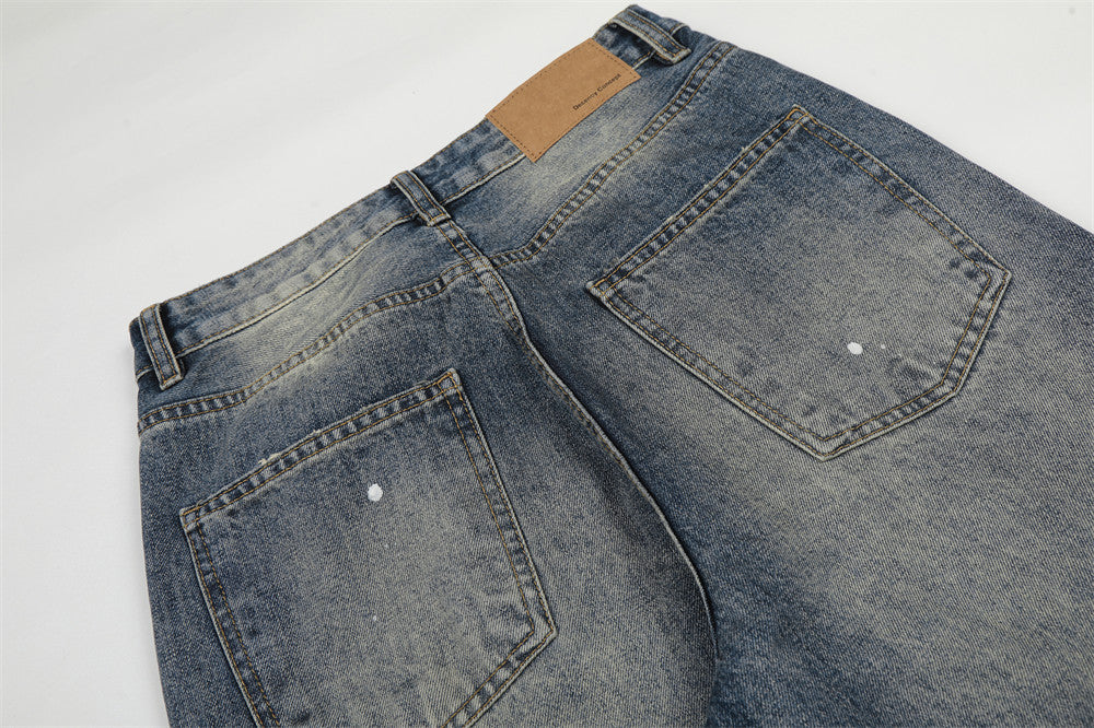 White Washed Denim Straight Leg Pants | Tajstylo
