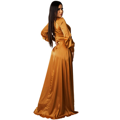 Deep V Neck Bandage Maxi Dress | Tajstylo