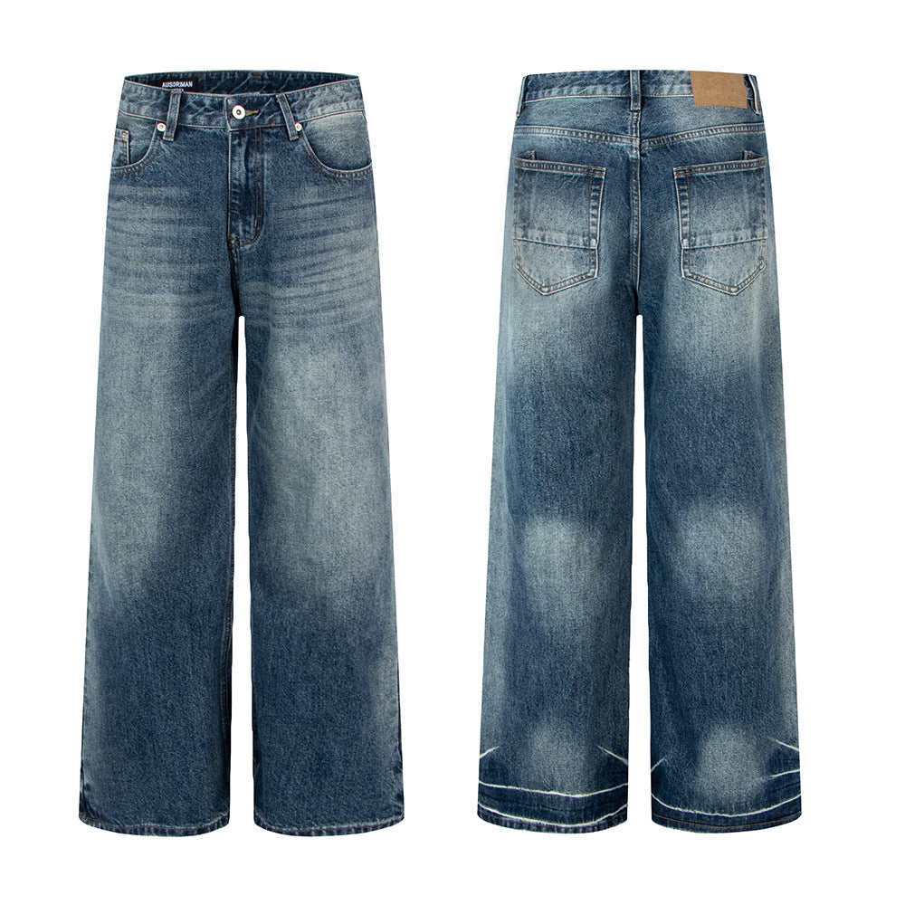 Woman wearing Vintage Blue Loose Straight Leg Jeans in a casual setting