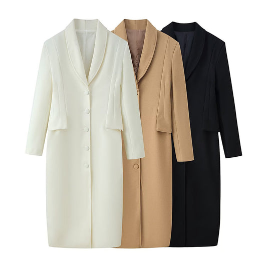 Suit Collar Waist Cinching Woolen Coat | Tajstylo