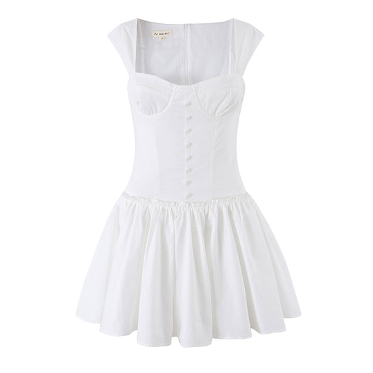 Waist-Cinching Flared Corset Gown Dress | Tajstylo