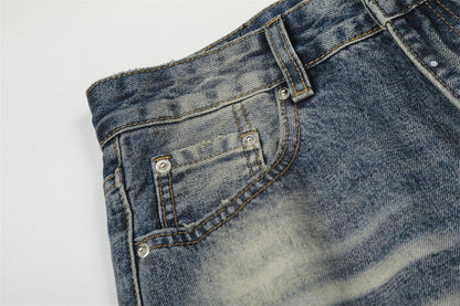 White Washed Denim Straight Leg Pants | Tajstylo