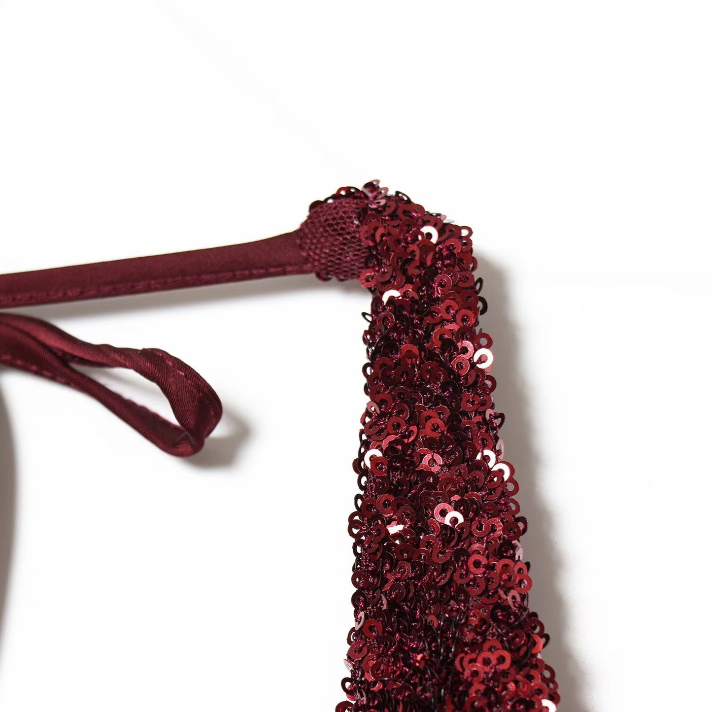 Burgundy Beaded Deep V Neck Long Dress | Tajstylo