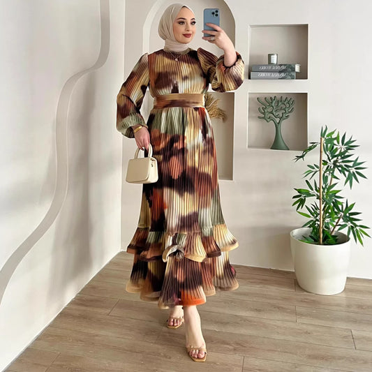 Floral Long Sleeve Round Neck Dress | Tajstylo