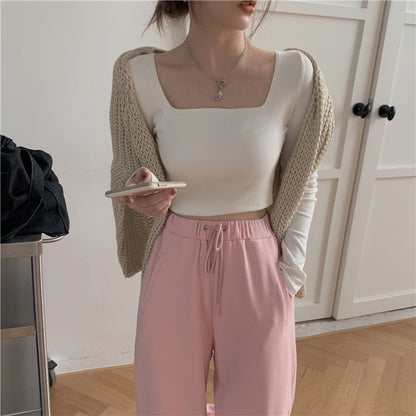 Slim Fit Long Sleeve Square Neck Top | Tajstylo