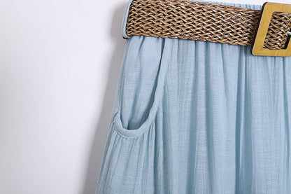 Belt Double Pocket Skirt | Tajstylo