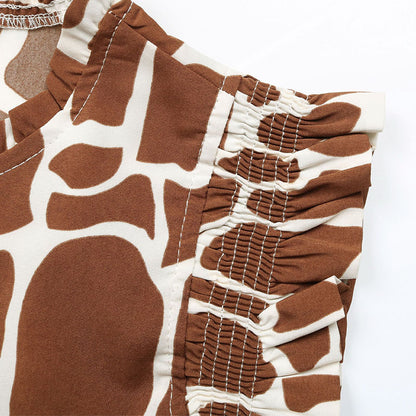 Coffee Animal Print Sleeveless Shirt | Tajstylo