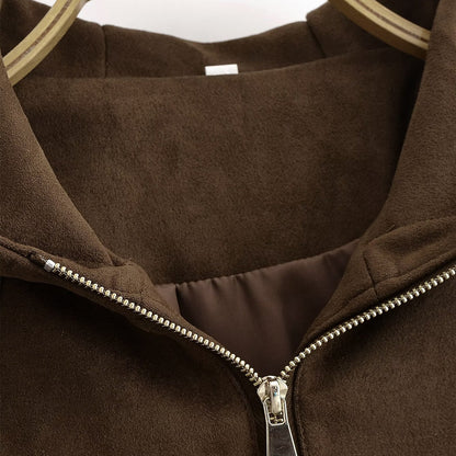 Hooded Suede Look Jacket | Tajstylo