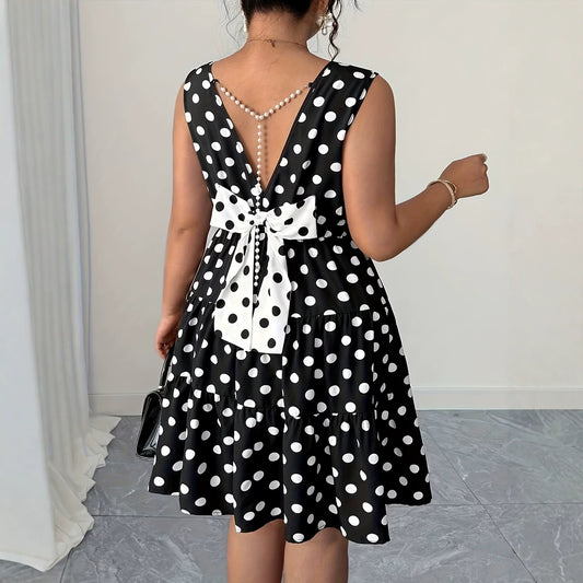 Polka Dot Print Plus Size Dress | Tajstylo