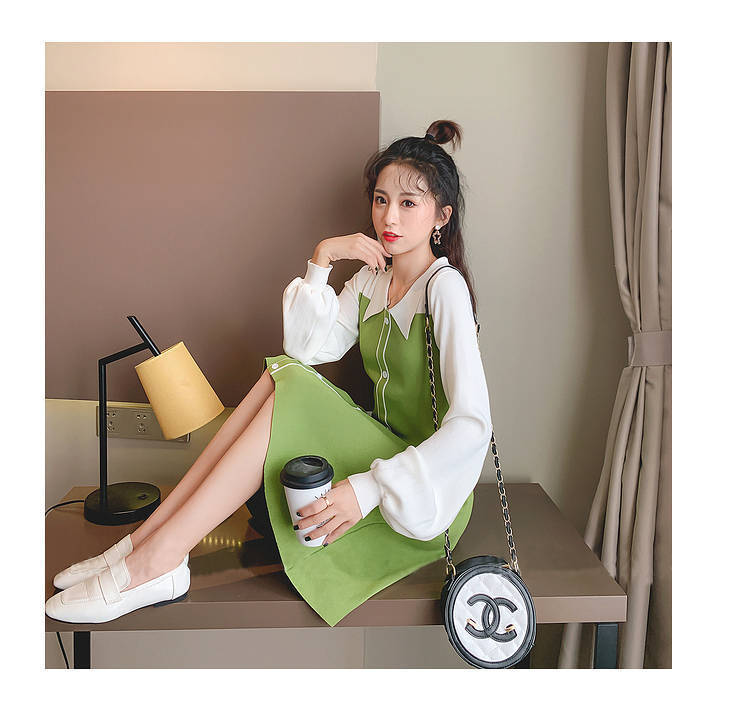 Avocado Green Long Sleeve Polo Dress | Tajstylo
