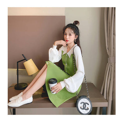 Avocado Green Long Sleeve Polo Dress | Tajstylo