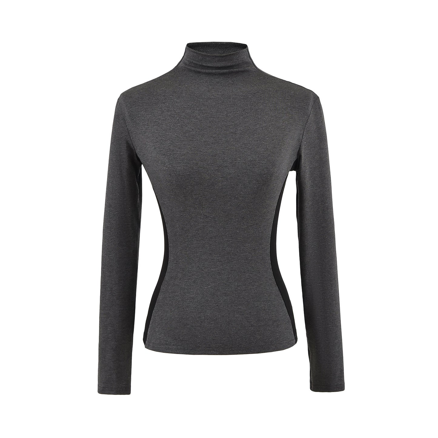 Color Block High-Neck Slim Fit Long Sleeve Top | Tajstylo