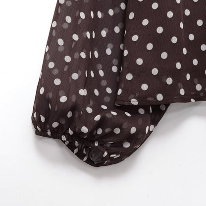 Bow Knot Polka Dot Long Sleeve Shirt | Tajstylo