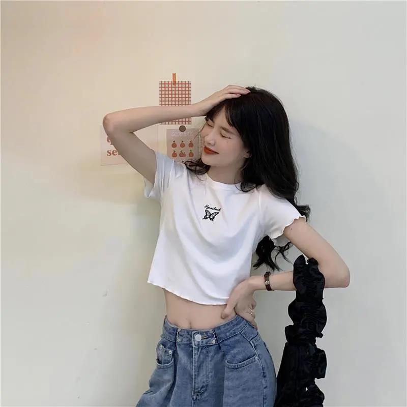 Butterfly Embroidered Crop Top | Tajstylo