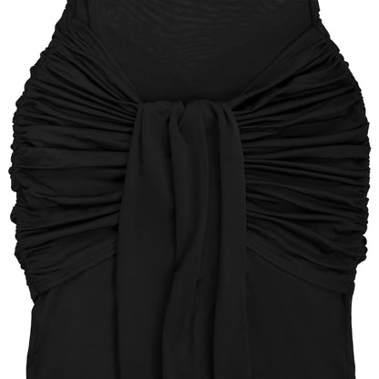 Sheer Mesh Halter Tie-Back Bodycon Dress | Tajstylo