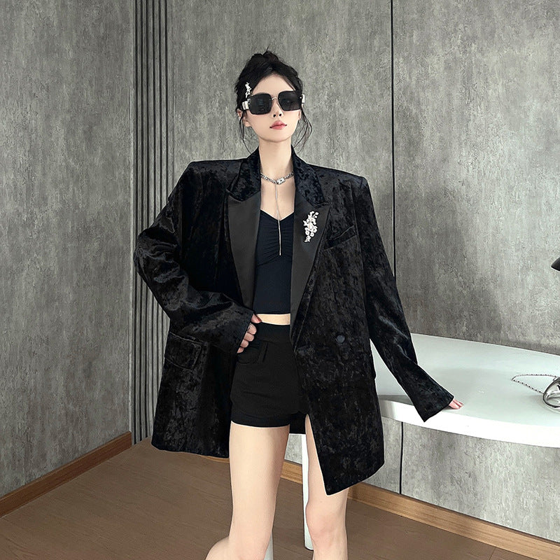 Black Velvet Suit for Women | Tajstylo
