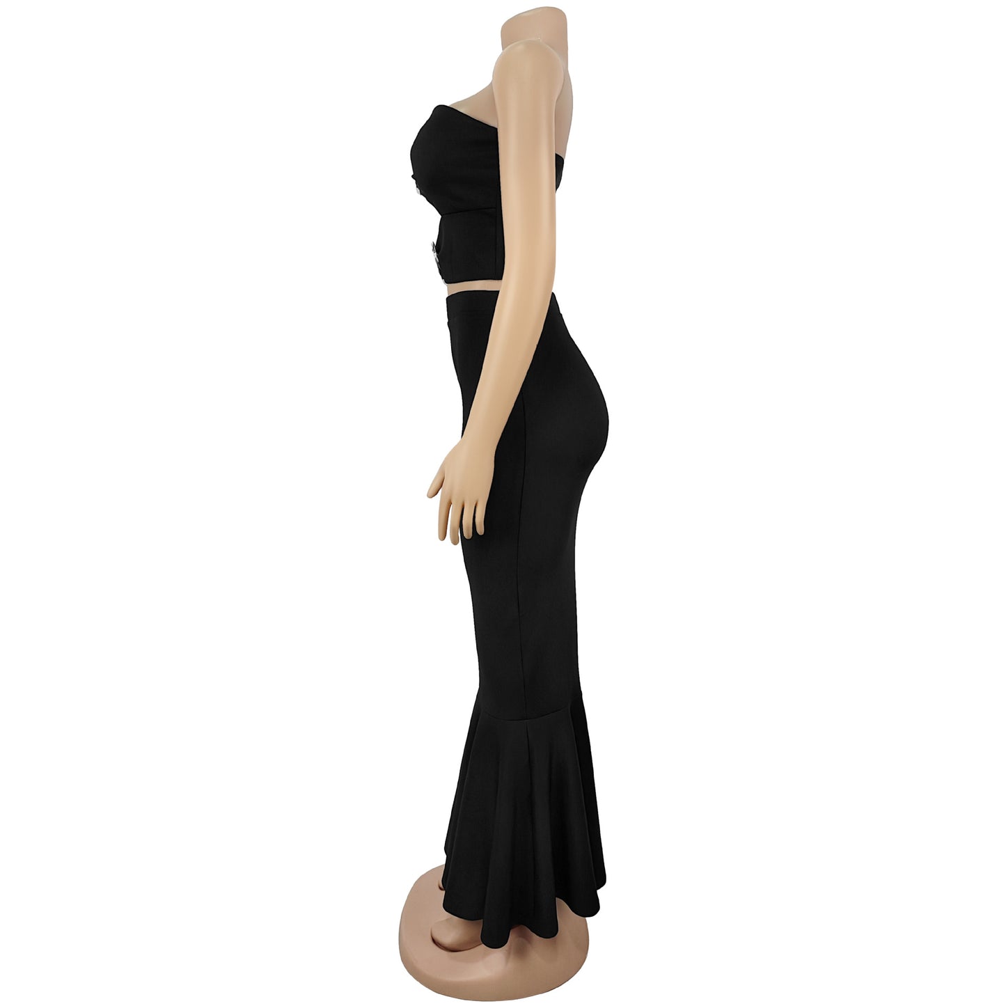 Strapless Lace Trim Top and Bodycon Skirt Set | Tajstylo