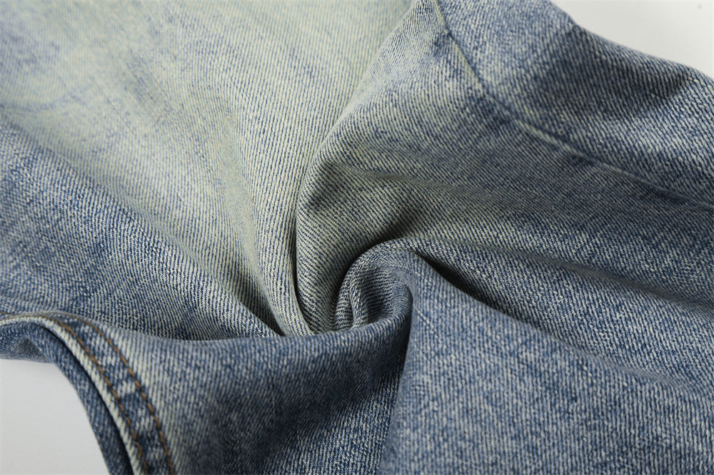 Washed Blue Denim Wide Leg Pants | Tajstylo